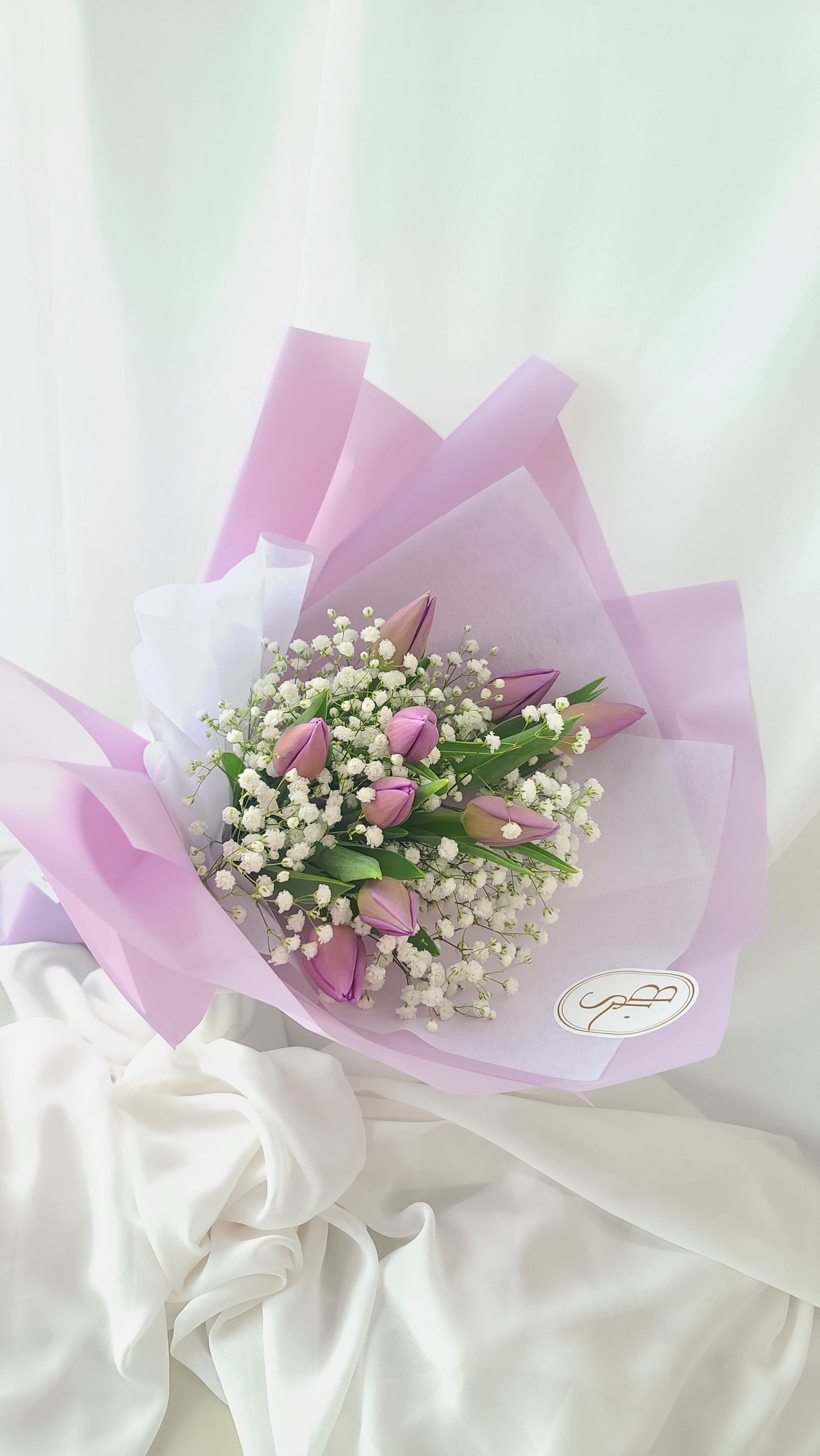 Tulip with Baby's breath flower-season end
