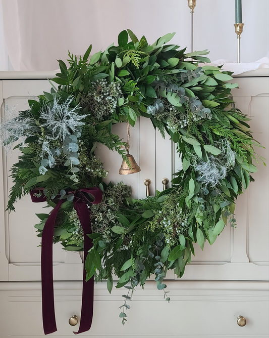 Rustic Christmas Wreath with Bell-24inch