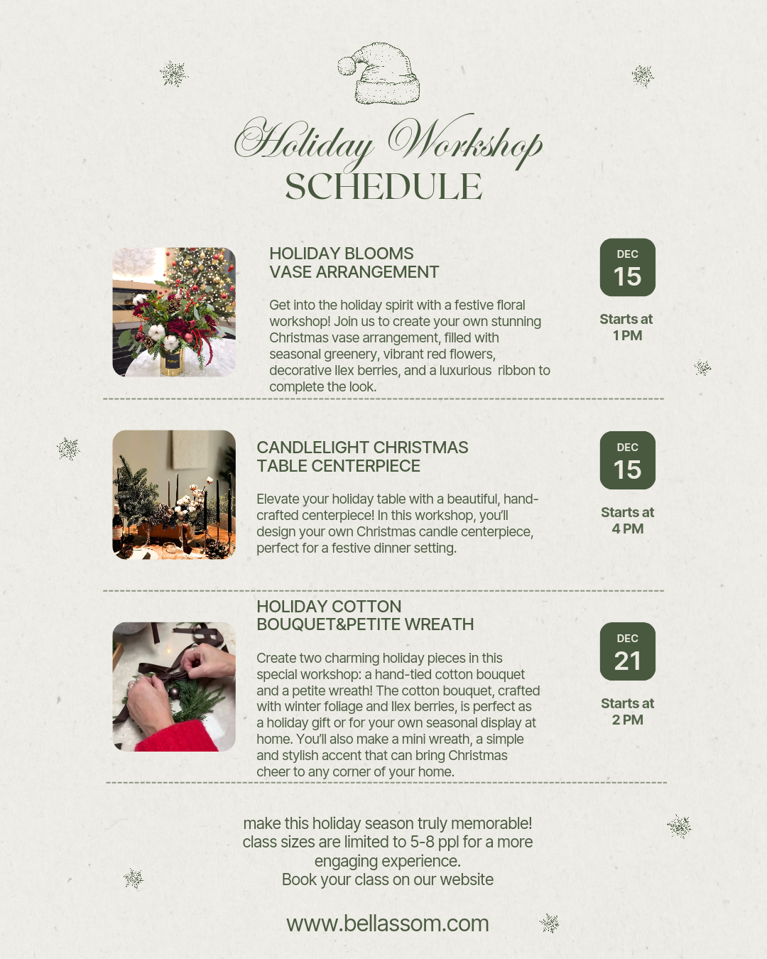 Candlelight Christmas Table Centerpiece (Dec 15,4-6pm)