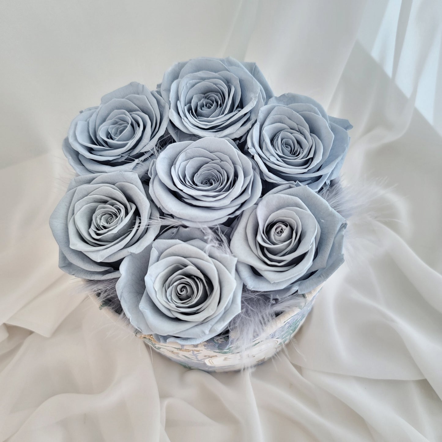 PRESERVED DUSTY BLUE ROSES