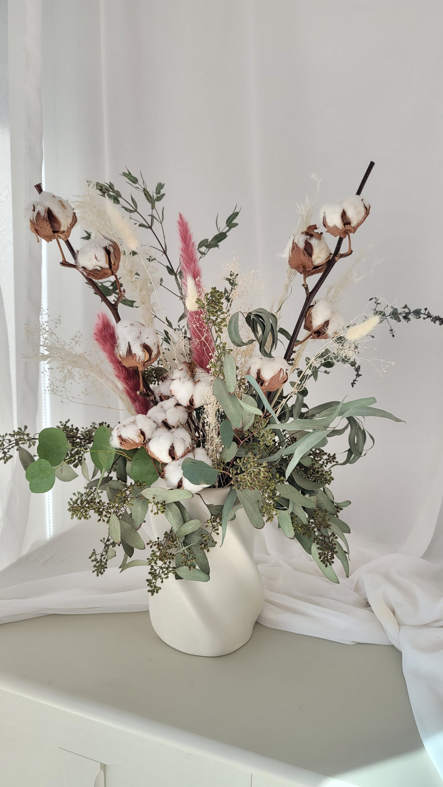 Dried Cotton Flower Vase