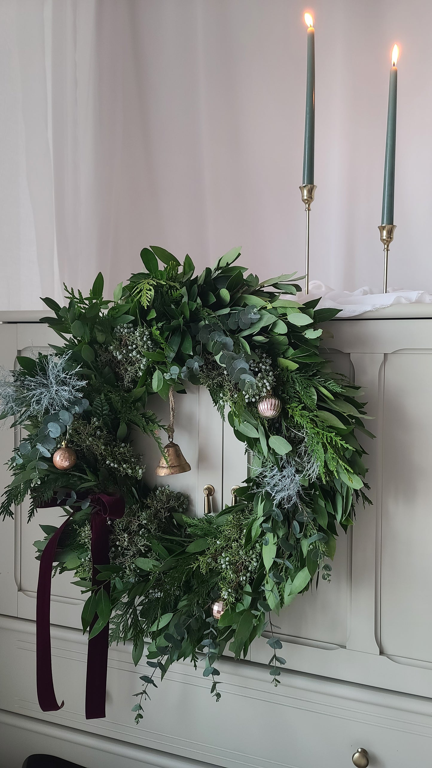 Rustic Christmas Wreath with Bell-24inch