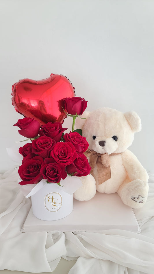 TEDDY BEAR WITH ROSE BOX