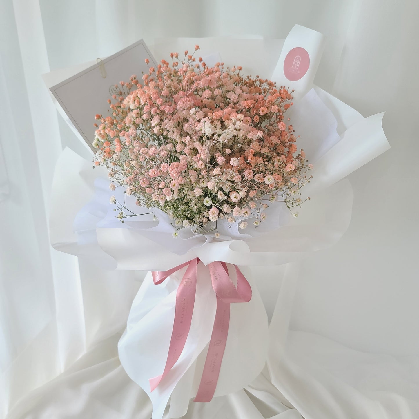 Close-up of delicate tinted Baby’s Breath bouquet, ideal for romantic gestures or minimalist gifting, Vancouver delivery & Metrotown pick-up available