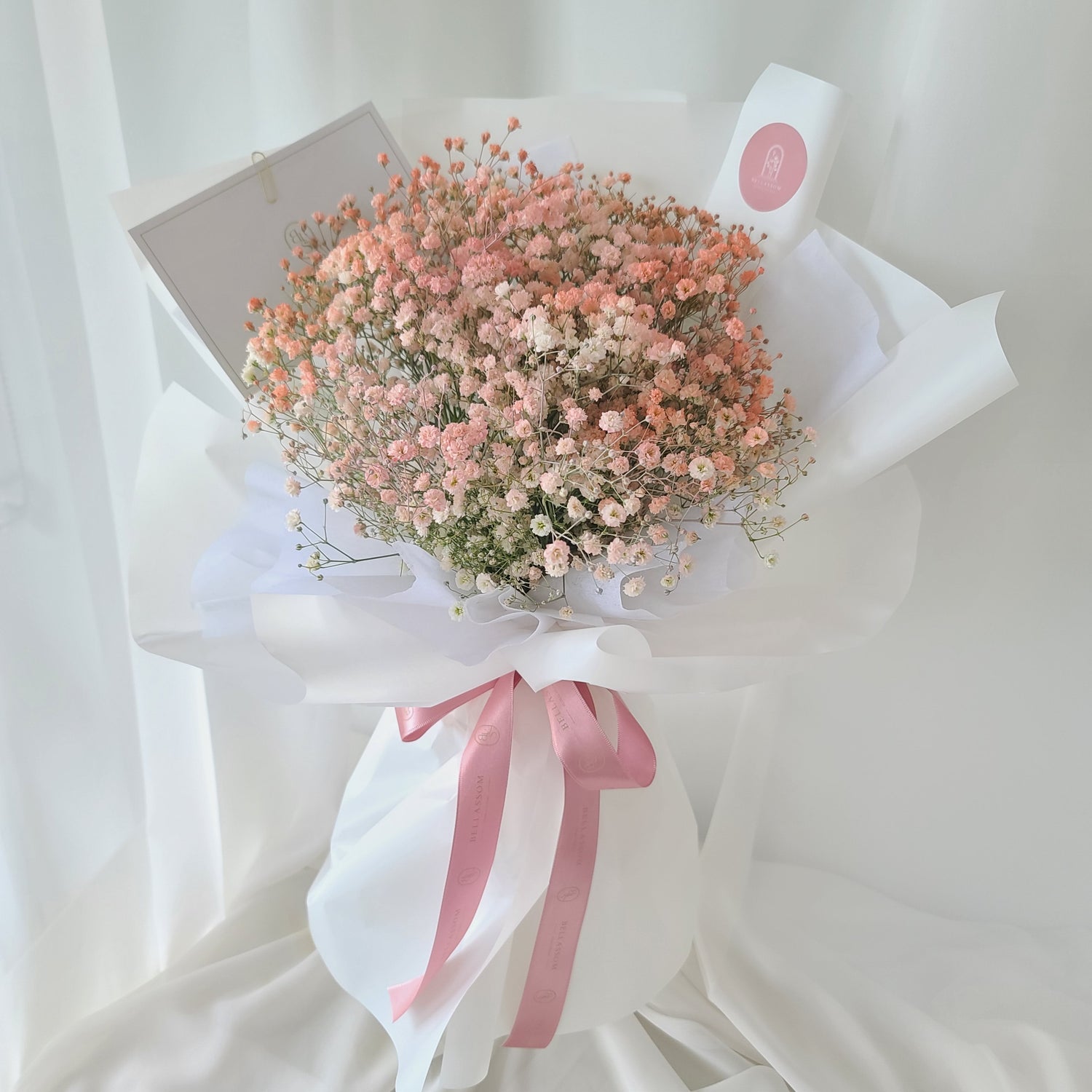 Close-up of delicate tinted Baby’s Breath bouquet, ideal for romantic gestures or minimalist gifting, Vancouver delivery & Metrotown pick-up available