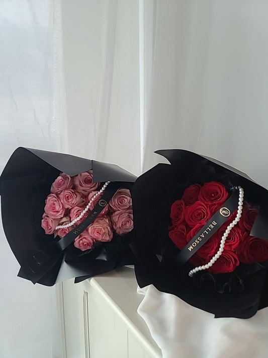 Lace‑Kissed Bouquet luxury rose arrangement in vintage pink with pearl finish for romantic occasions in Vancouver