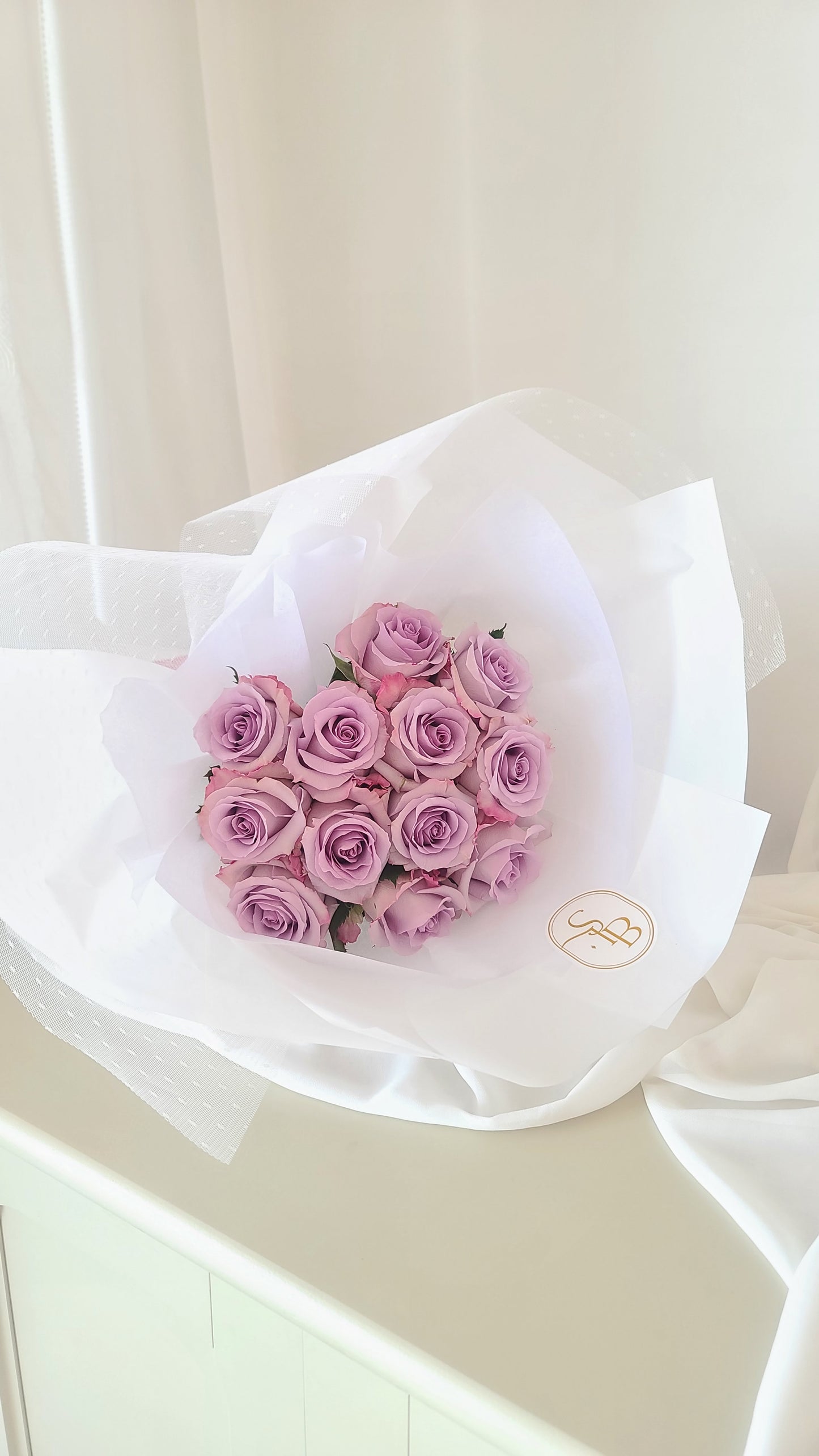 Elegant wrap and floral detail of Lilac Lover Bouquet for romantic gifts in Vancouver