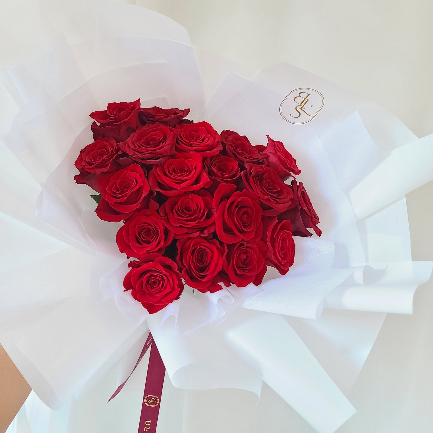 Glamorous 24-rose heart bouquet wrapped in signature Korean luxury style for anniversaries in Vancouver
