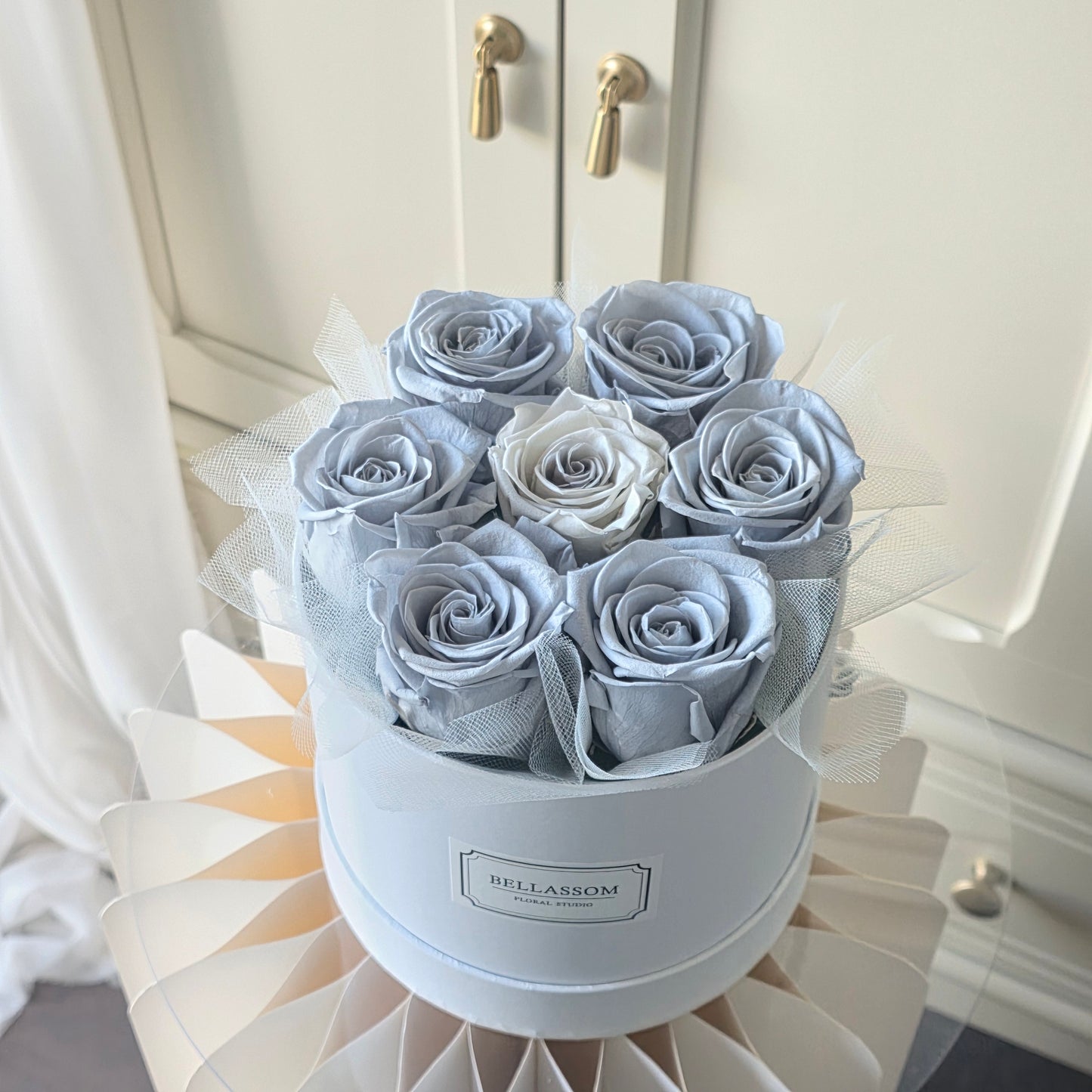 Everlasting Rose Box-grey rose