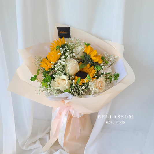 sunflower+rose bouquet